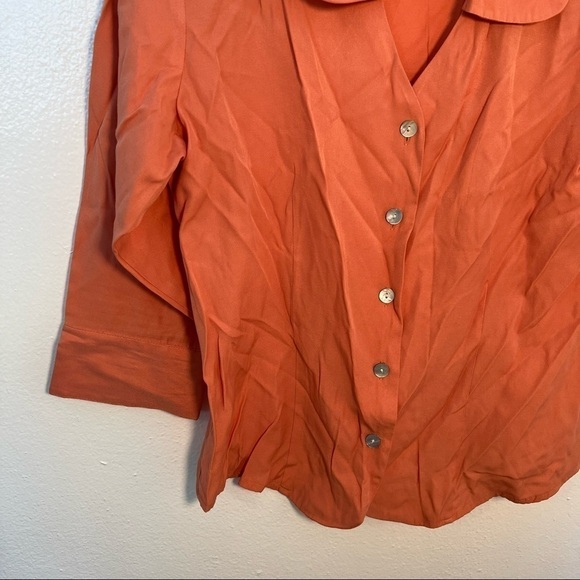 Dress Barn Button Down Blouse Peach Orange - Picture 4 of 9